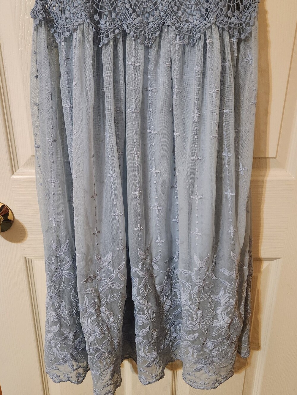 Sundance Love Always Dress Size 8 French Blue Midi Lace Embroidery Crochet Panel - Picture 4 of 7